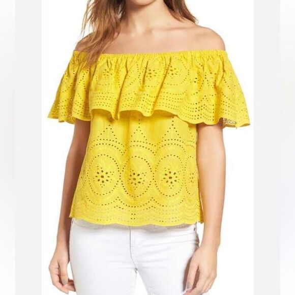 Cupcakes And Cashmere Women’s Davy Off The Shoulder Eyelet Top, Size XS, NWT - Picture 1 of 10